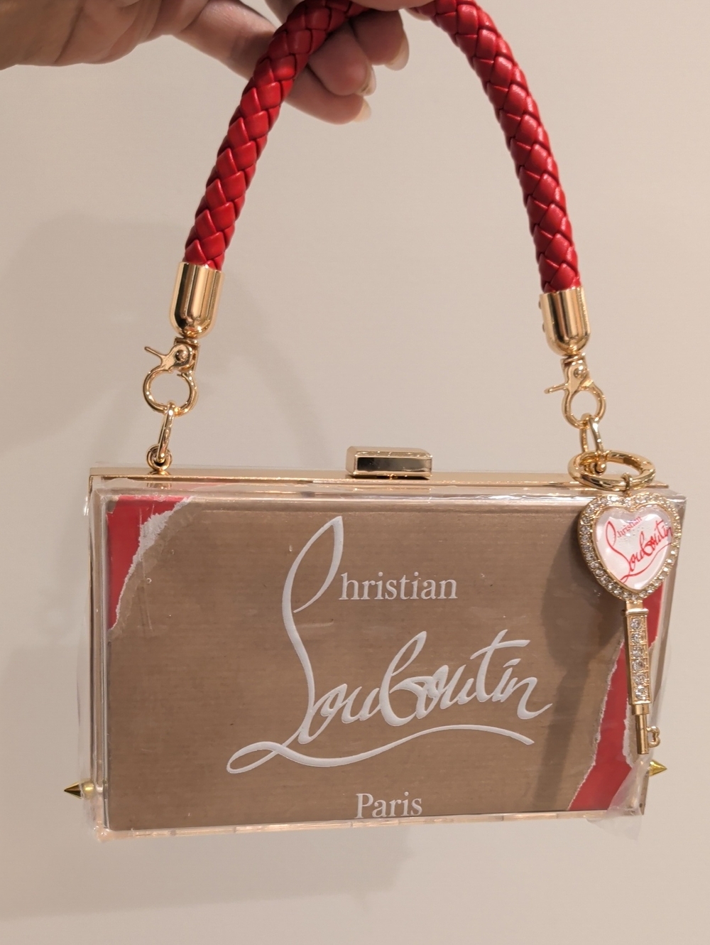Upcycled Spiked Out Christian Louboutin Paper Shopping Bag Novelty Clutch